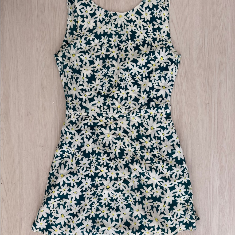 Zara Blue Mini Dress with White Daisy Print